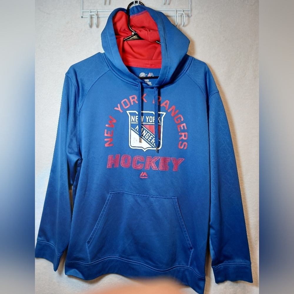 Majestic NHL New York Rangers Hockey Hoodie Sweater  Mens Tall Large